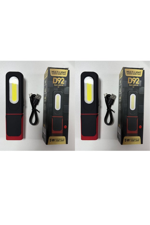 D92 B 2pcs Portable USB Rechargeable Work Light Magnetic COB LED Flashlight Hanging Lamp With Built-
