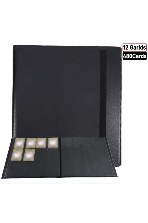 Black 12 grid 4/9/12-Pocket Trading Card Binder - Holds 160-540 Cards - Durable PP Cover - Ideal for