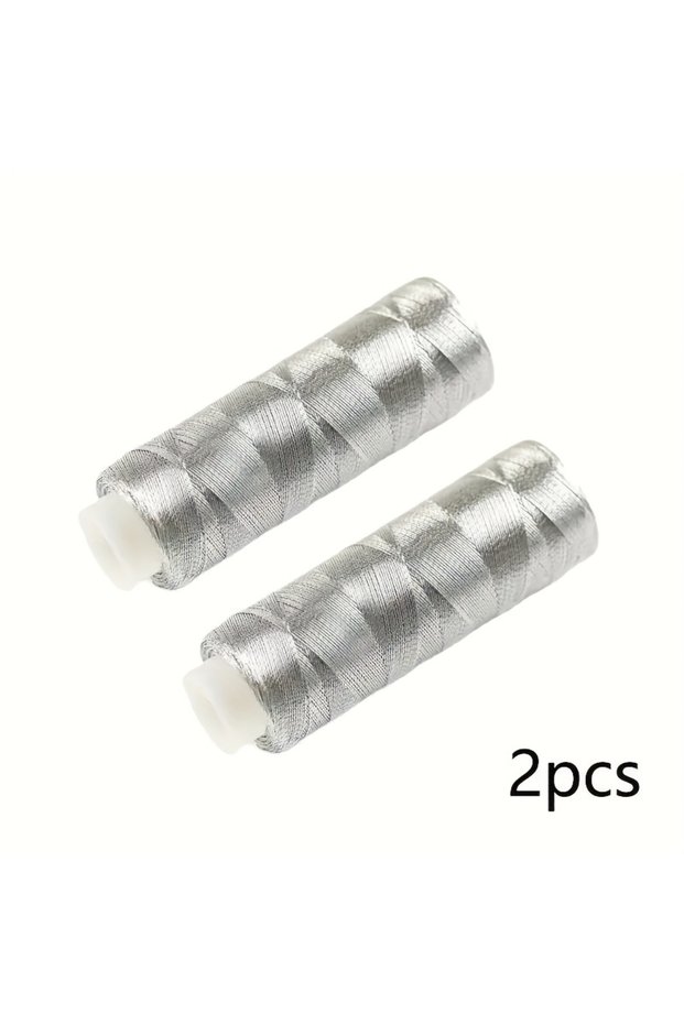 2PCS Silver 2pcs/Deluxe Golden, Silvery, Thread - 182.88 meter, Bright and Shimmering, for DIY Sewin