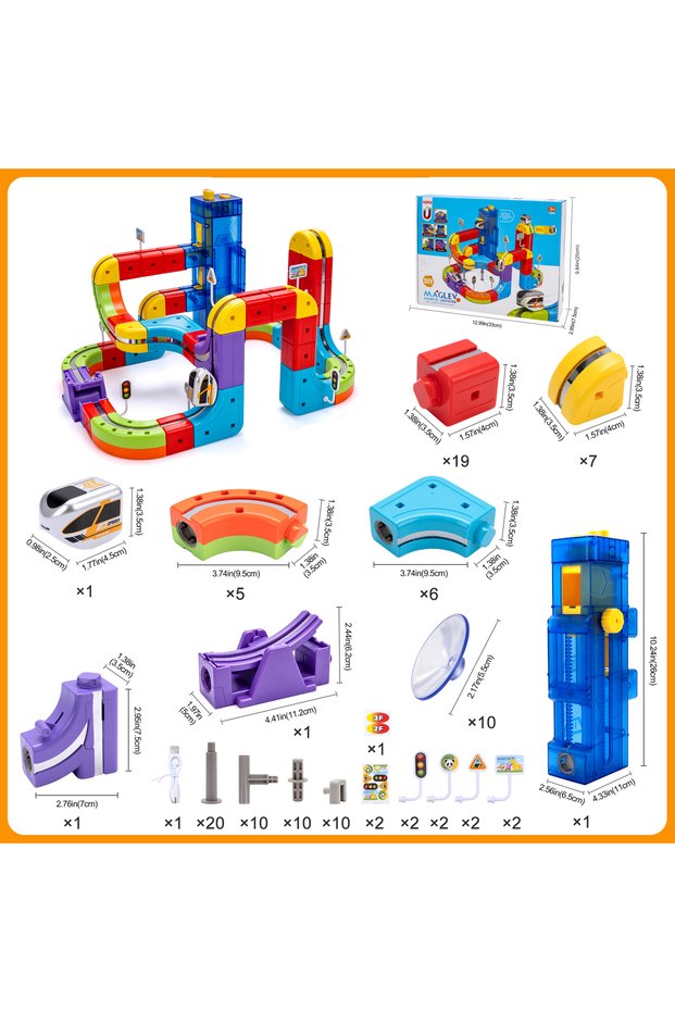 113PCS Kids Anti-Gravity Magnetic Attraction Track Train with Car Lift Electric Train Building Toy C