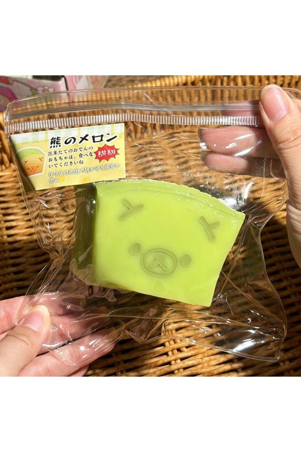 green Silicone Cantaloupe Squeeze Fun Butter Textured Stress Relief Toy Sticky Bag Toy Fruit Slow Re