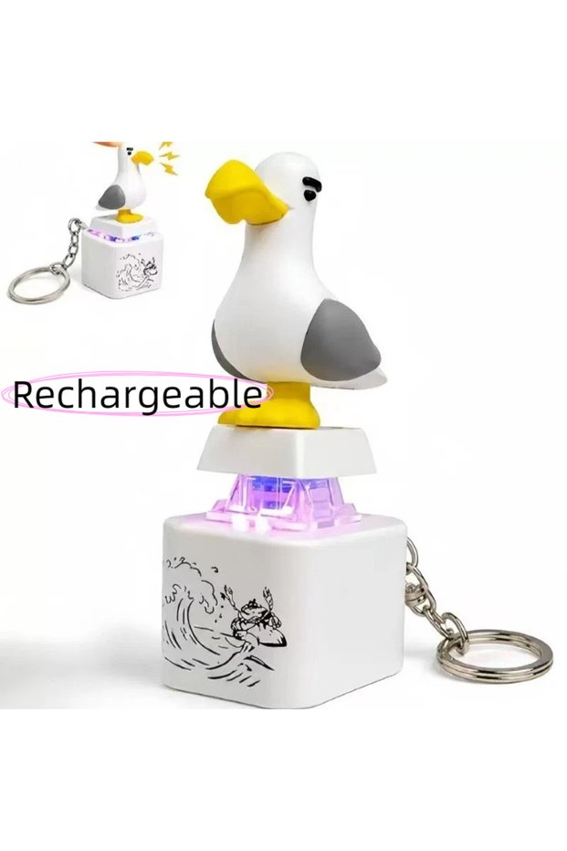 Rechargeable Mine Seagull Keycap Keychain Luminous Sounding Stress Relief Creative Fidget Toy Portab
