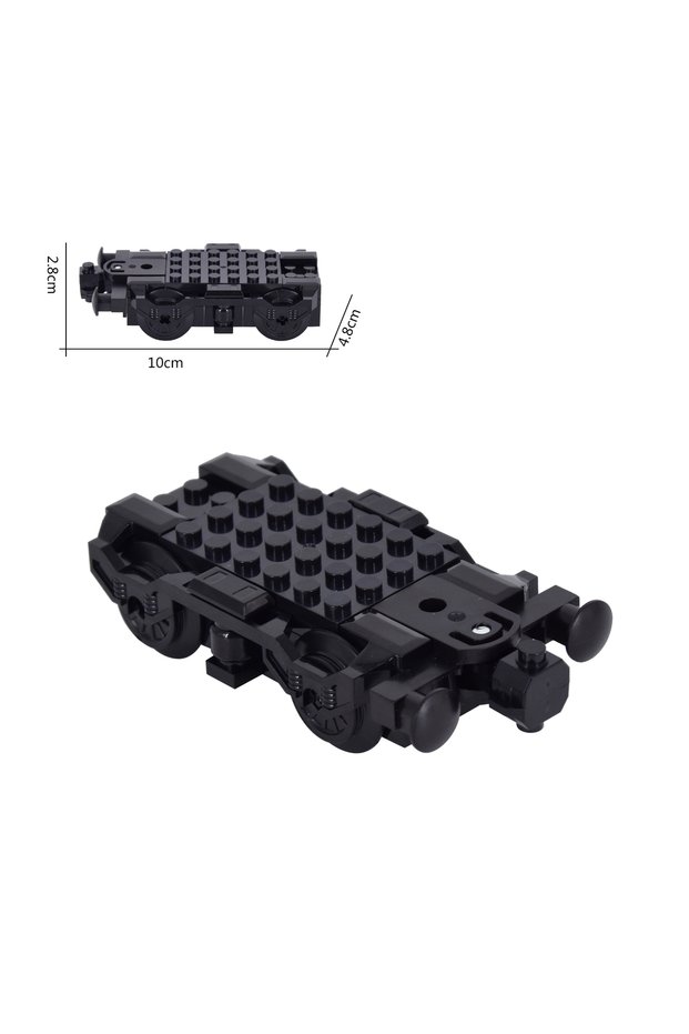 No Box Train Chassis Base Building Block Parts Heavy Cargo Flat Wagon Wheel Bogie DIY Brick Accessor