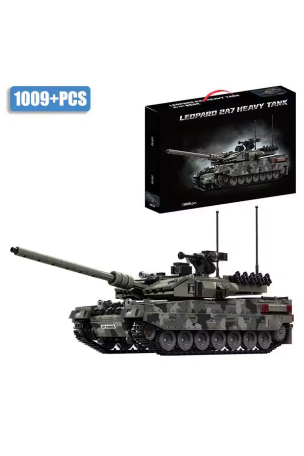 With box 1007pcs Military Series Building Blocks Model War Leopard 2A7 Heavy Tank Bricks Sets WW2 Cr