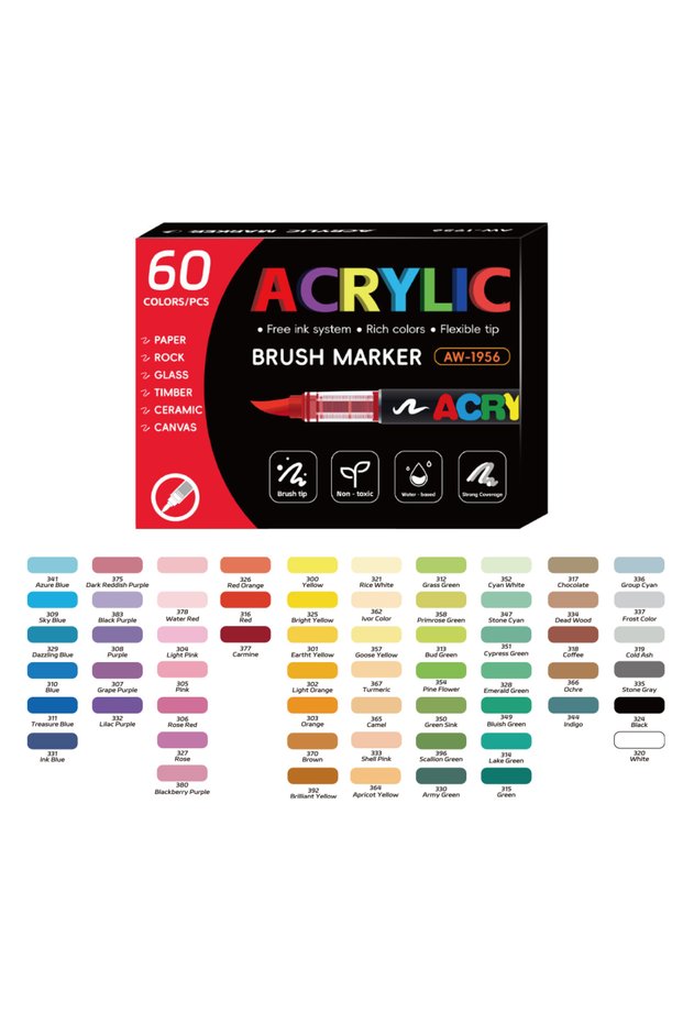 60 colors 12-288 Colors Acrylic Paint Pen Marker Brush Tip Paint Automatic Ink Control System Marker