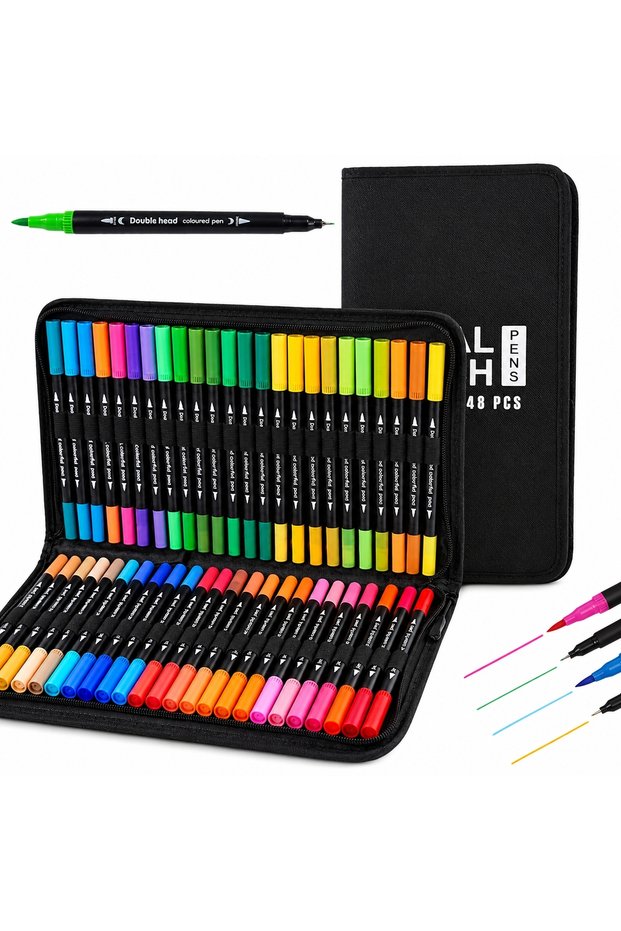 48 colors 24 to 168 Colors Vibrant Double-Ended Watercolor Markers – Art Set for Drawing & Crafts, D