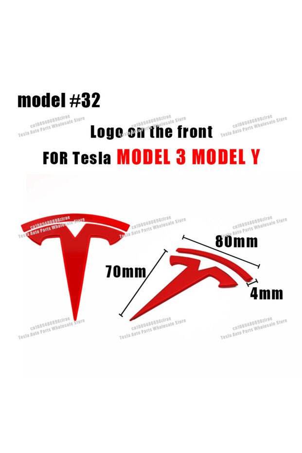 Red-Rear For Model 3 Model Y Cybertruck Roadster SpaceX Car Logo Badge Hood Front Grille