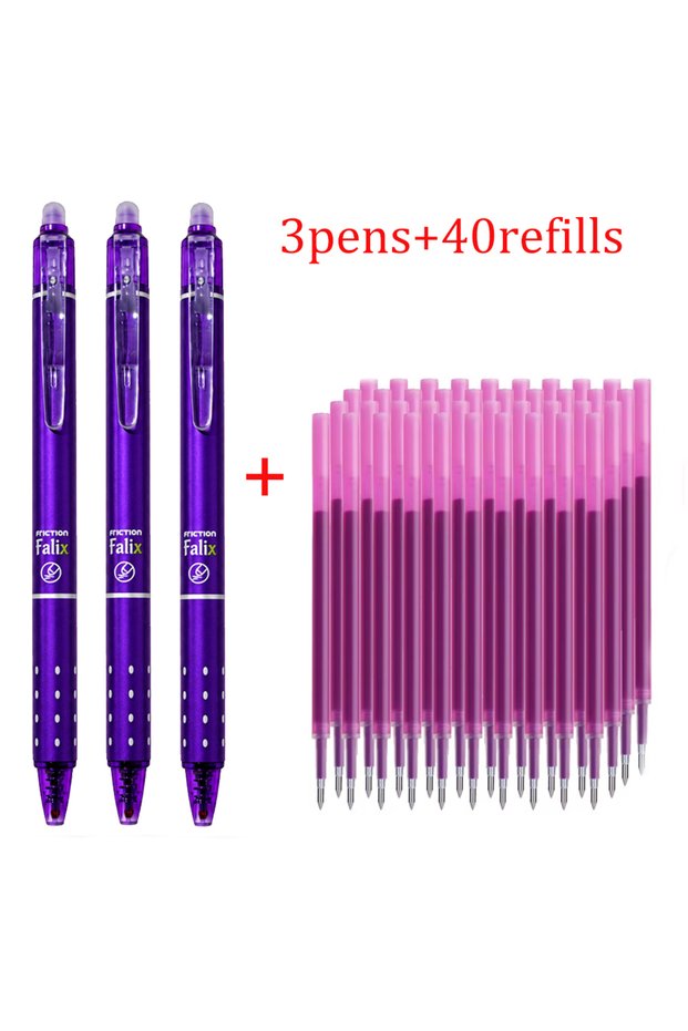purple pen set 0.5mm Retractable Erasable Gel Pen with 40Pen Refills,Replaceable Rods Washable Handl