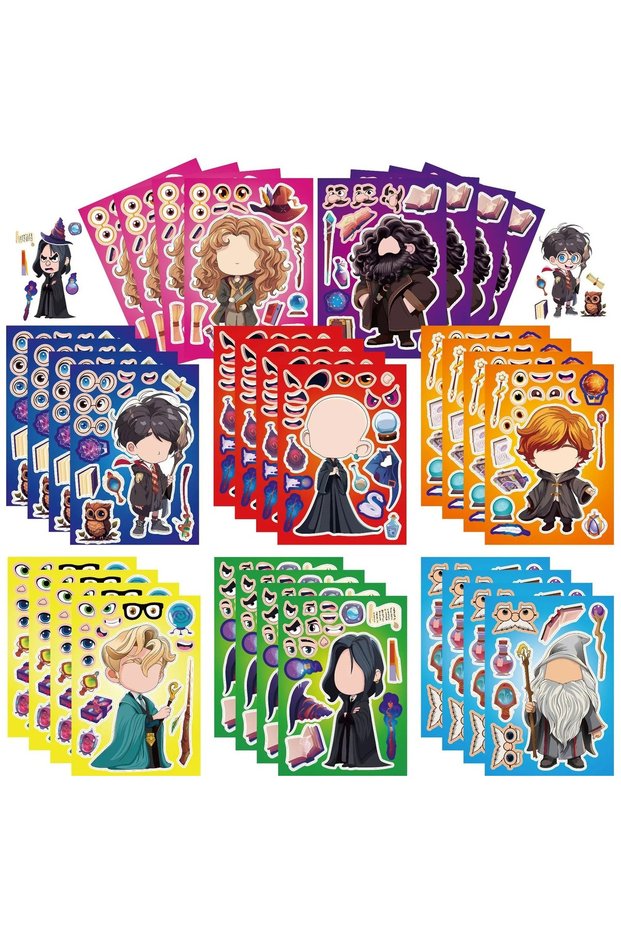 8pcs face sticker Cartoon Magicss Kids Birthday Party Decoration Academy Set Face Stickers Gi