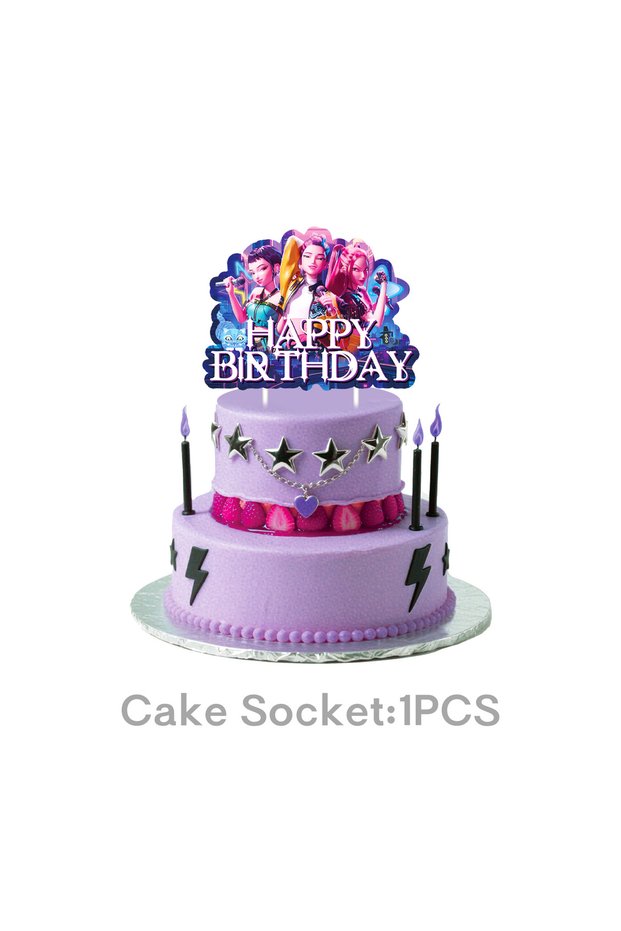 Cake Topper-1Pc Pop Star Disposable Tableware Anime Idol Birthday Theme Party Paper Plates Napkins C