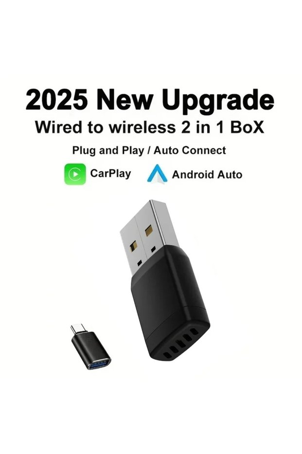 black Wireless Adapter Smart Wireless CarPlay Android Auto AI Box Play & Plug WiFi Bluetoo