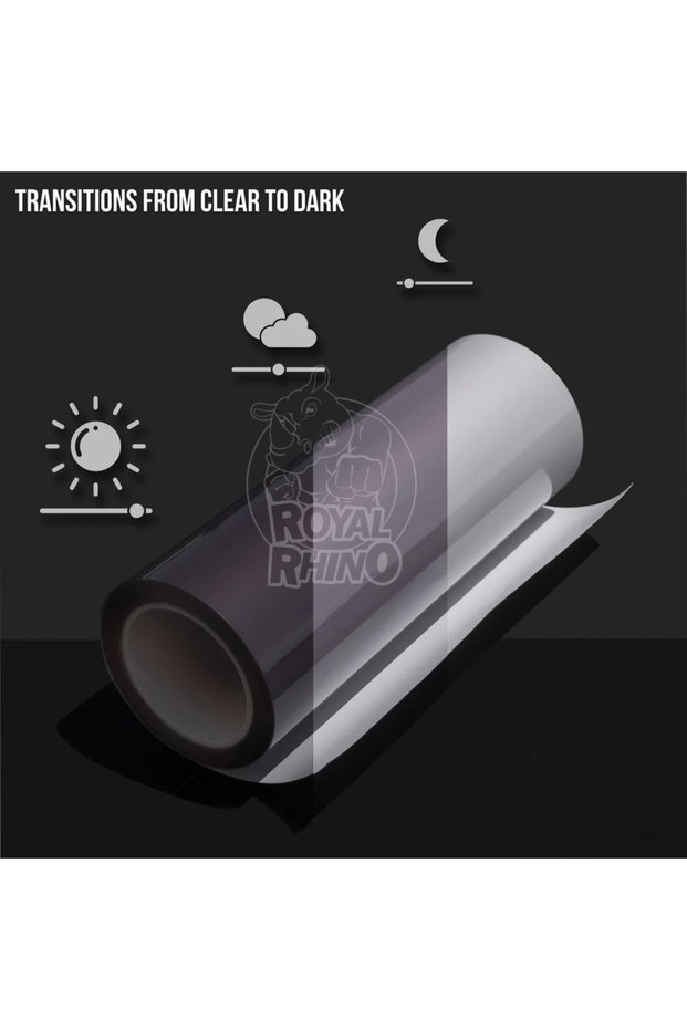 30x200CM-11.8x78IN Clear to black gray Photochromic PPF Sun Activated Technology Car Headlight Tint