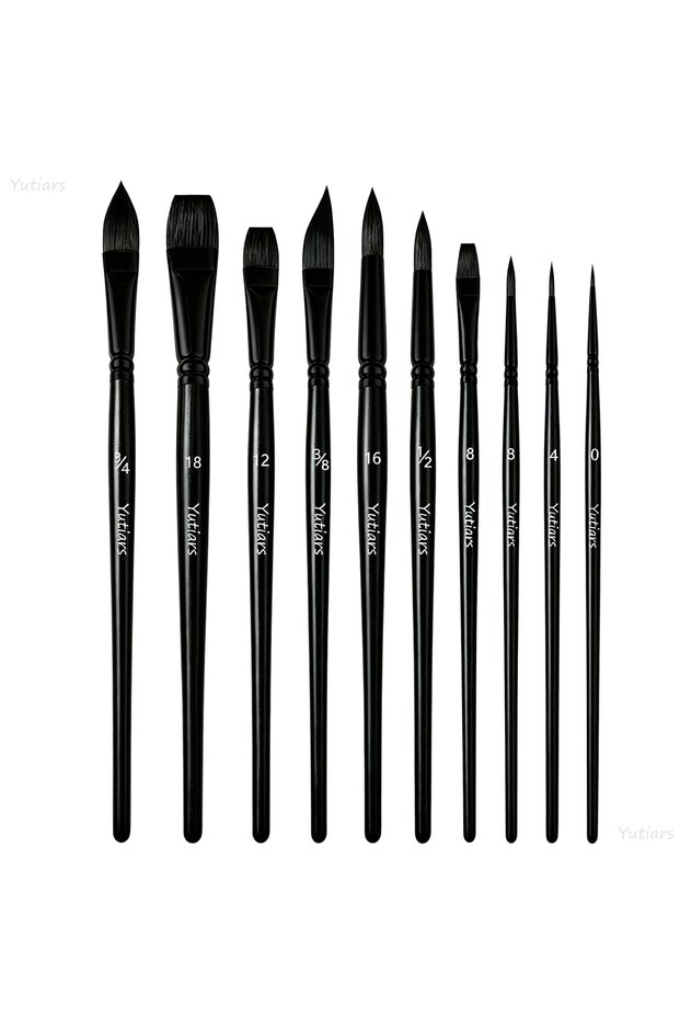 10Pcs 10Pcs Professional Nylon Paint Brush Set, Sturdy Bristles Brushes for Acrylic Watercolor Oil G