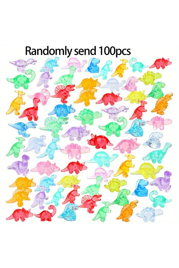 100pcs Mini Dinosaur Figurines 12 Styles Tiny Resin Animals Vase Fillers Micro Landscape Decor