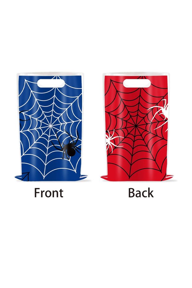 10pcs gift bag 10/50 Pcs Brand New Spider Web Birthday Party Favor Bags Blue Red Spider Theme Candy