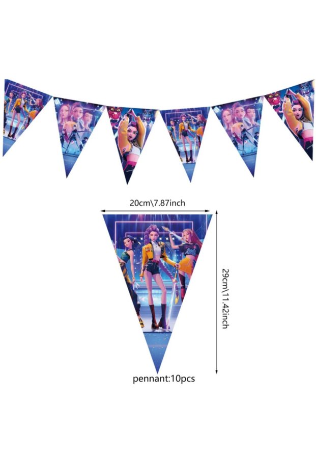 Pennant-10PCS Pop Star Disposable Tableware Anime Idol Birthday Theme Party Paper Plates Napkins Cup