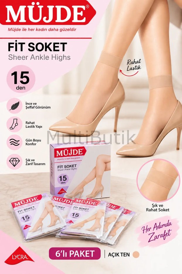 Fit Shiny Socks - 6-Piece Set - Sahara