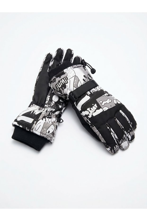 Streetwear Design Black-White Waterproof Ski/Snowboard Snow Gloves - Ski Gloves