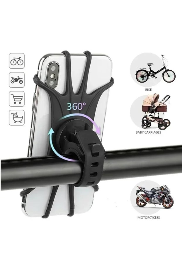 Universal Phone Silicone Holder Bicycle Motorcycle Mobile Buckle Pull Non-slip Adjustable Bike Handl