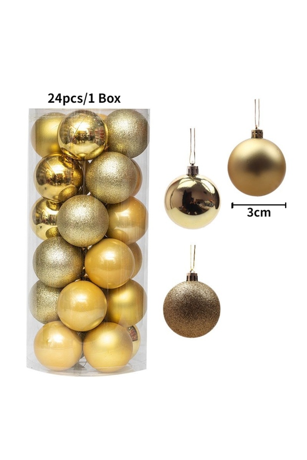 3cm 24pcs Gold 24/36Pcs Merry Christmas Ball Hanging Christmas Tree Decoration for Home Indoor Decor