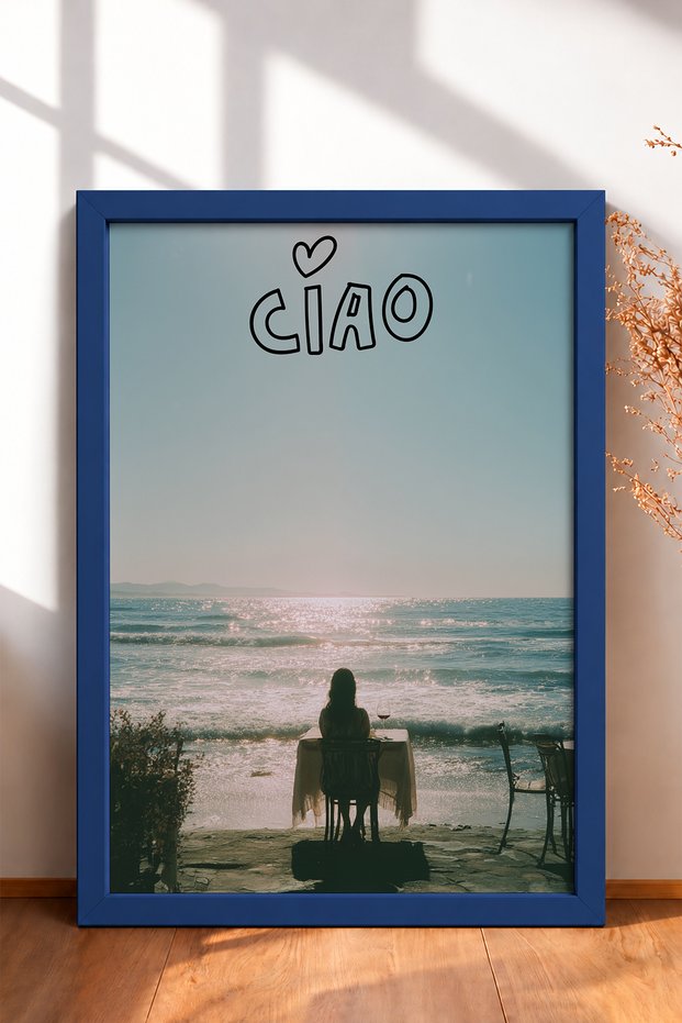 Ciao Written Sea Coast Tableware Framed Painting Italy Poster Living Room Kitchen Wall Decor Itn068