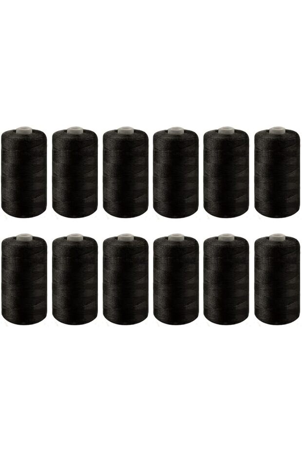 Sewing Thread Set, 458M, 12 Spools, Black, Polyester