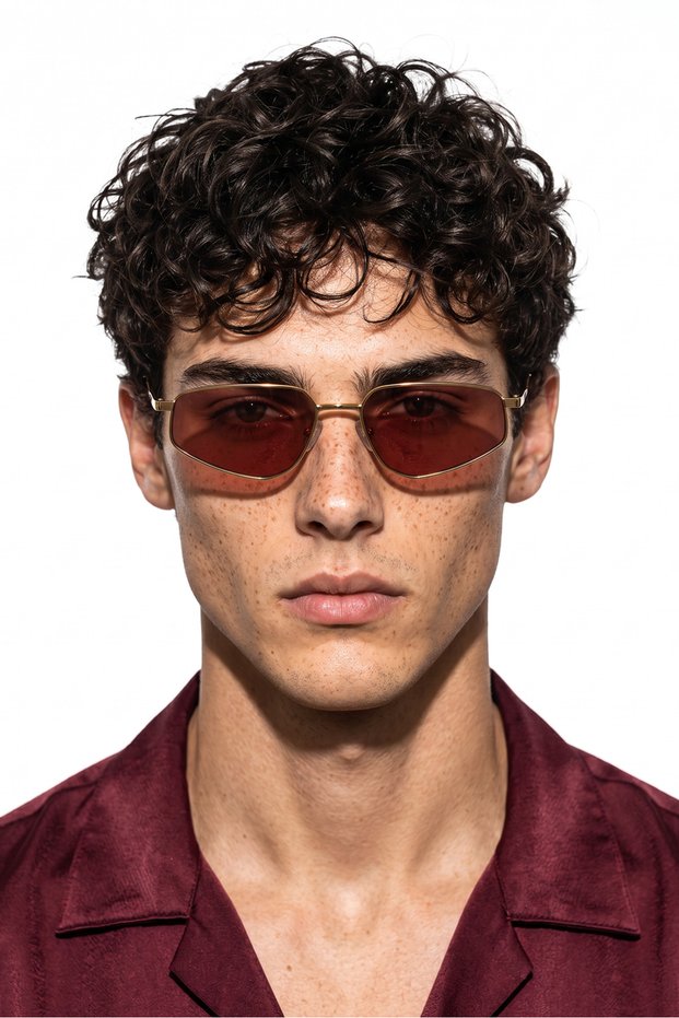 Reign Gold Dark Red Men's Sunglasses