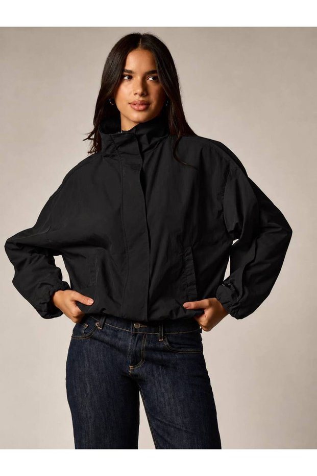 Mock Neck Oversized Women's Jacket