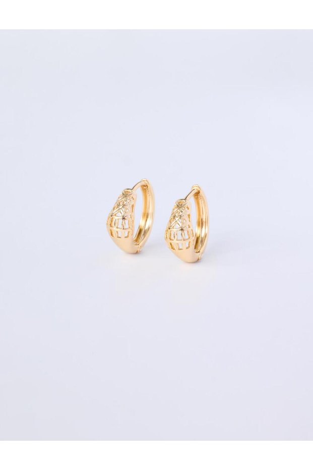 Gold Color 100% Brass Textured Curved Hoop Earrings