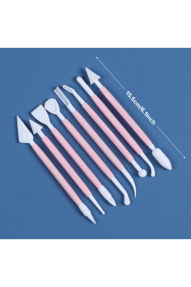Pink 8 Pieces Handmade Pottery Tools Ultra Light Clay Resin DIY Embossing Sculpture Figure Making Cl
