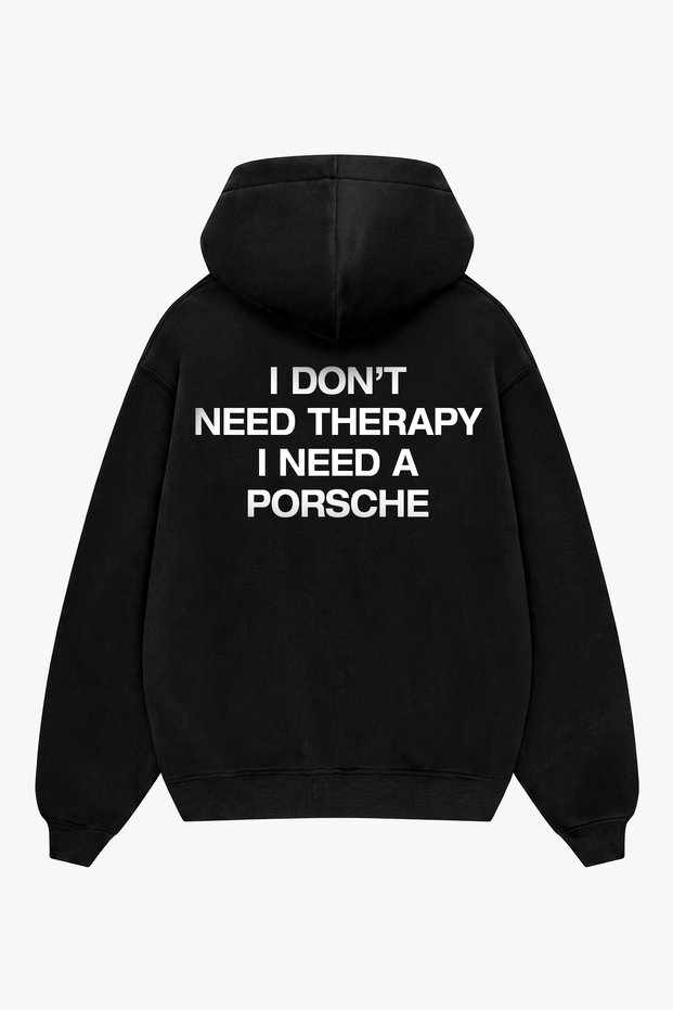 I Don'T Need Therapy Printed Black Oversize Unisex Hoodie