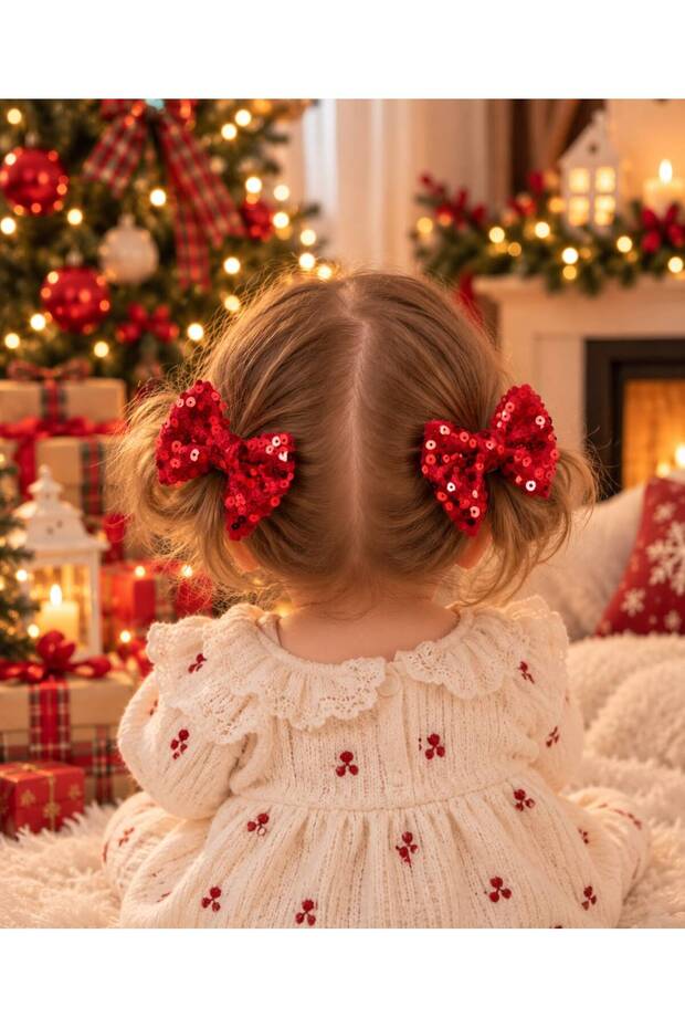 New Year Concept Sequined Double Bow Buckle