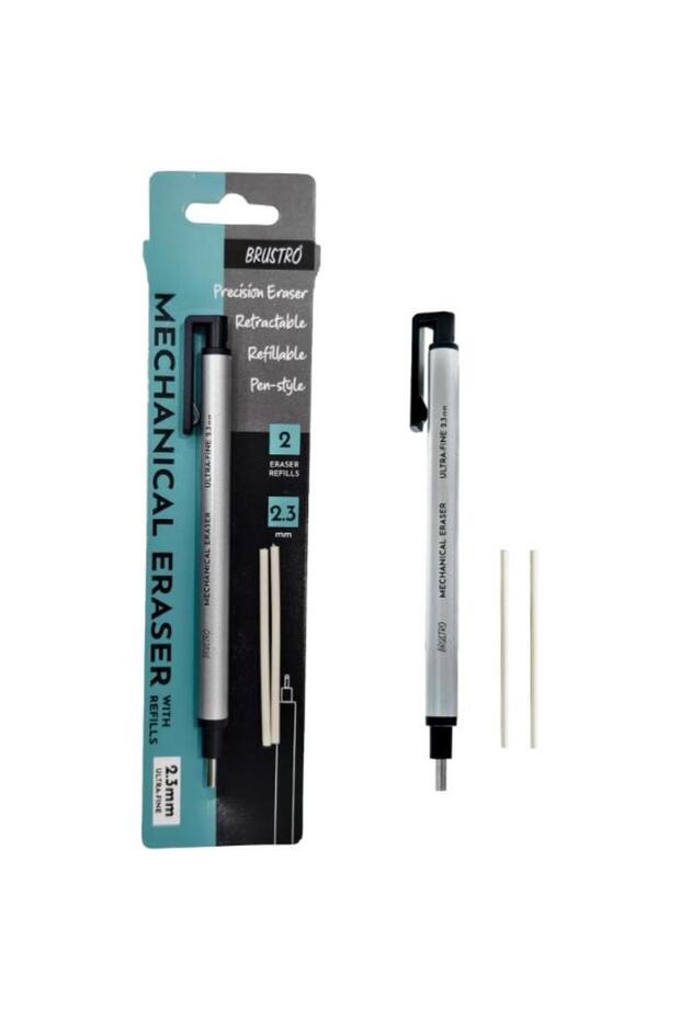 Mechanical Precision Retractable Eraser - 2.3mm Ultra-Fine Tip with 2 Refills