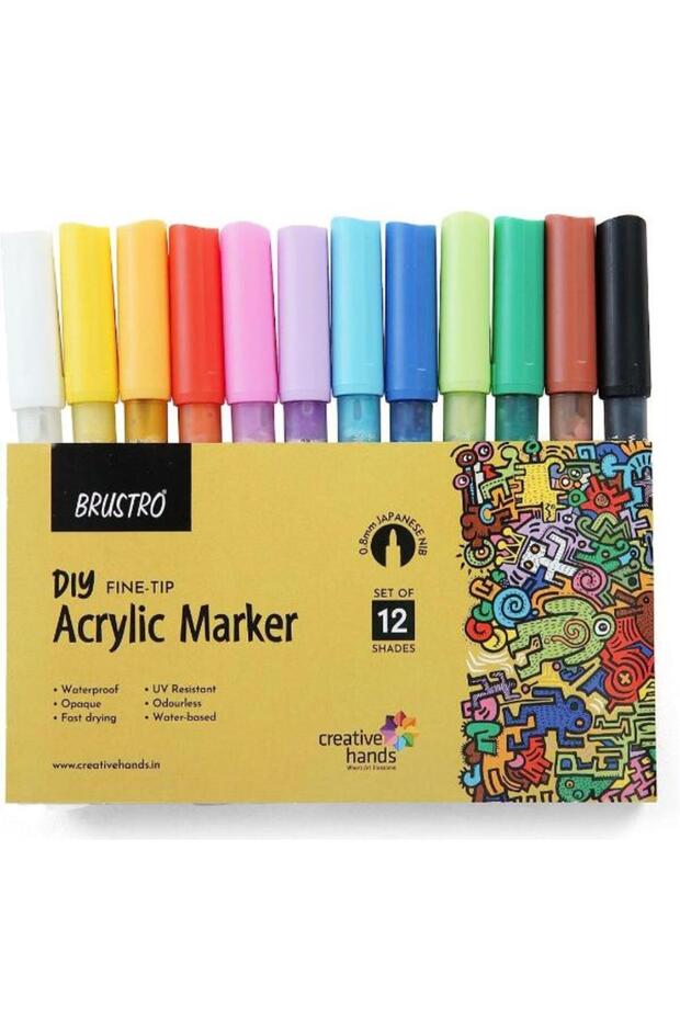 Acrylic (DIY) Fine Tip Marker Set of 12 - Basic 0.8MM