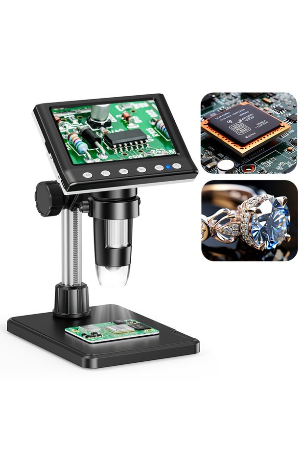 1600X Silver Hayve 4.3'' Digital Microscope 1600X USB Microscope 1080p Soldering Microscope with 8 L