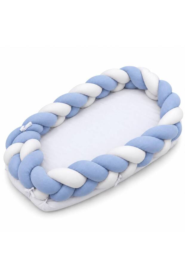 - Baby Nest With Braided Bumper - Blue
