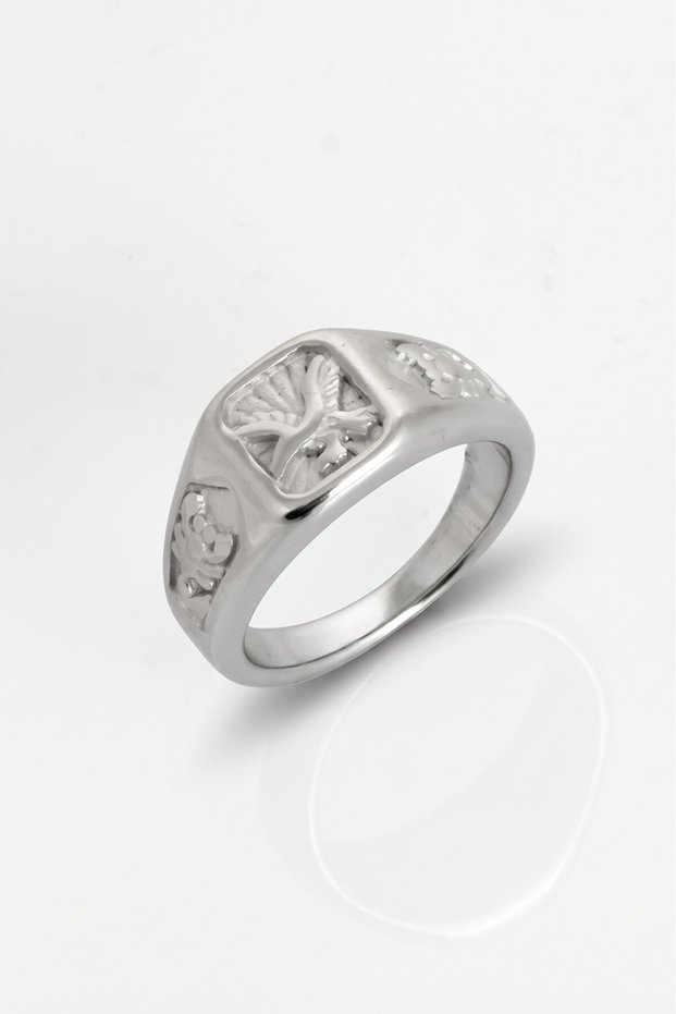 Silver Tone Imperial Eagle 316L Steel Men's Ring
