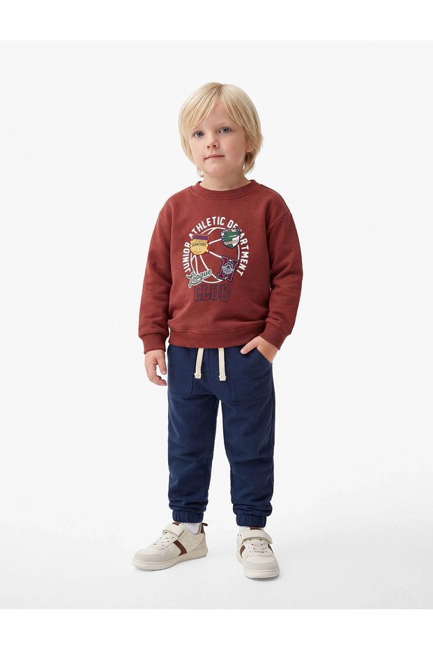 Şardonlu Jogger Navy Blue Baby Boy Sweatpants 7Wmb40011Tk