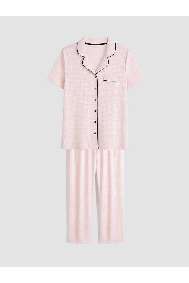 Ozmarka New Season Pink Shirt Collar Maternity Pajama Set