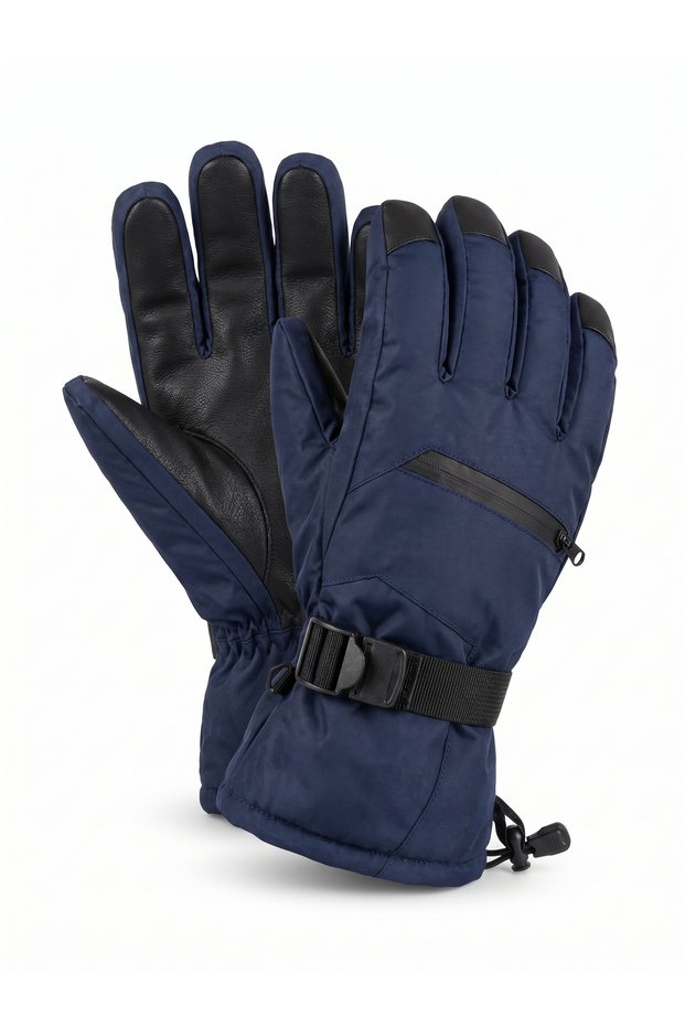 Men's Black - White - Navy Blue Ski and Snowboard Snow Gloves, Waterproof Touchscreen Winter Gloves
