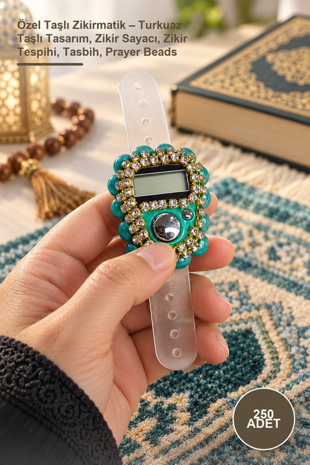 250 Pieces of Special Stone Zikirmatik – Turquoise Stone Design, Zikir Counter, Zikir Rosary, Tasbih, Prayer Beads