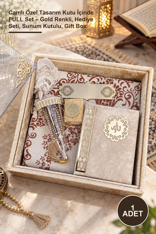 Full Set in a Special Design Box with 1 Glass – Gold Colored, Gift Set, Presentation Box, Gift Box