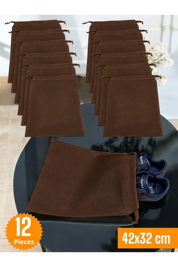 12 Pieces Brown Drawstring Shoe Storage Bag Travel Pouch Multipurpose Closet Drawer Suitcase Organizer