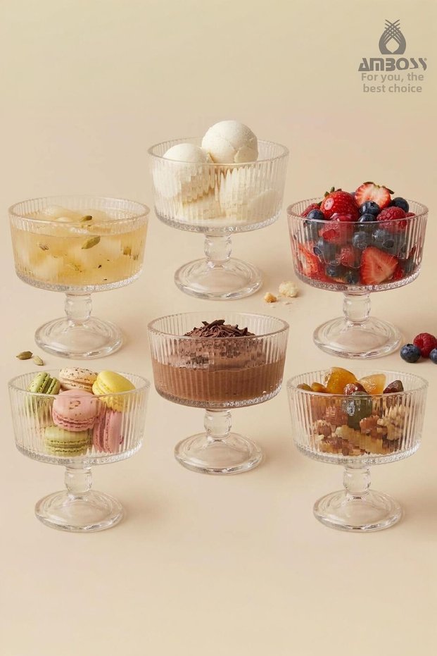 Roma 6-Piece Multi-Purpose Glass Bowl Set with Feet
