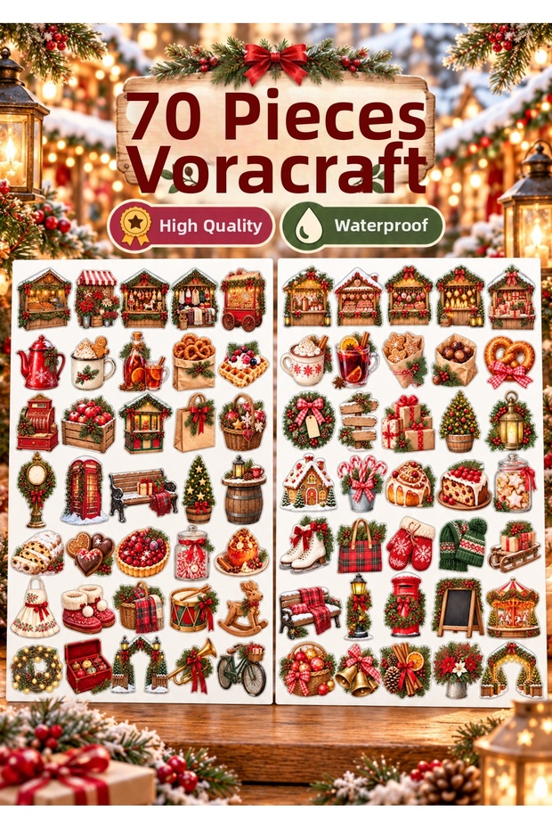 70 Pieces New Year Themed Sticker Set – New Year Themed Agenda, Notebook, and Gift Wrapping Decoration Labels Ybs0024
