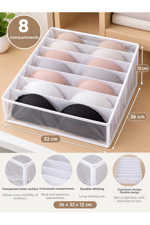 Transparent Bra Organizer 36 x 32 x 12 cm