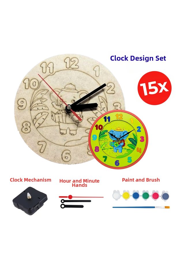 Forest Themed DIY Clock Set | Educational Hobby, Design and Craft Kit for Children