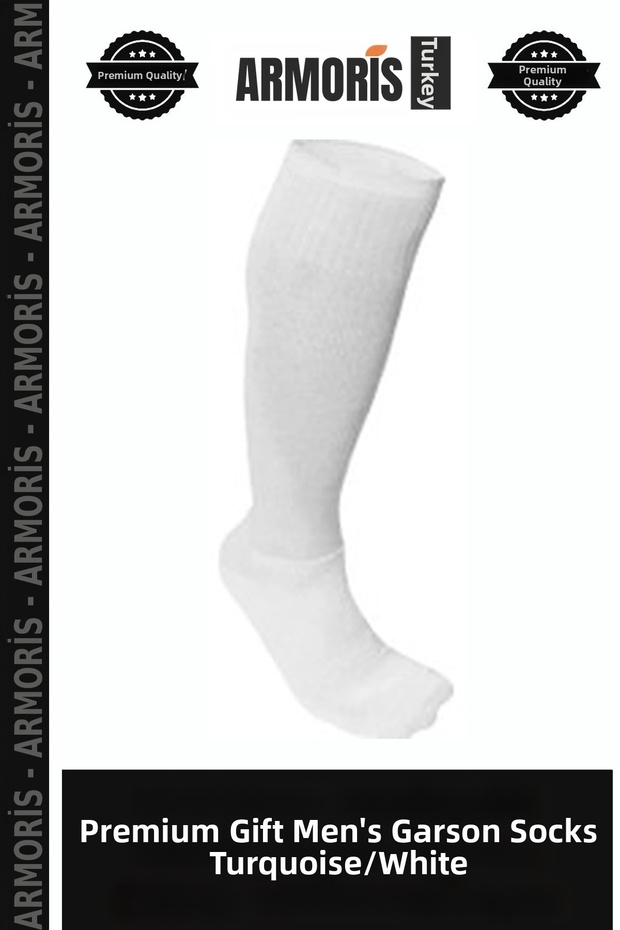Premium Gift Men's Clothing Waiter Socks Turquoise/White