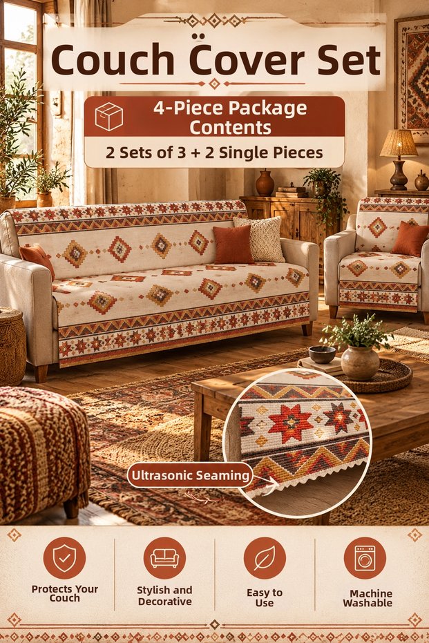 Multi-Purpose Sofa Cover,Sofa Bed Cover Set with Non-Slip Sponge 3,3,1,1
