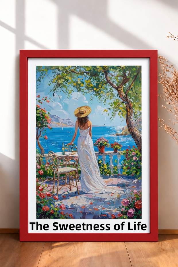 Il Dolce Far Niente Written Terasta Women Framed Painting Italy Poster Wall Decor Itp051
